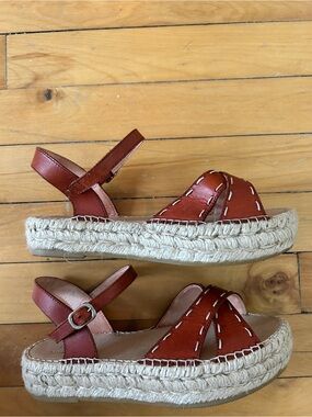 Handmade Tan Leather Espadrille Sandals with Ankle Strap